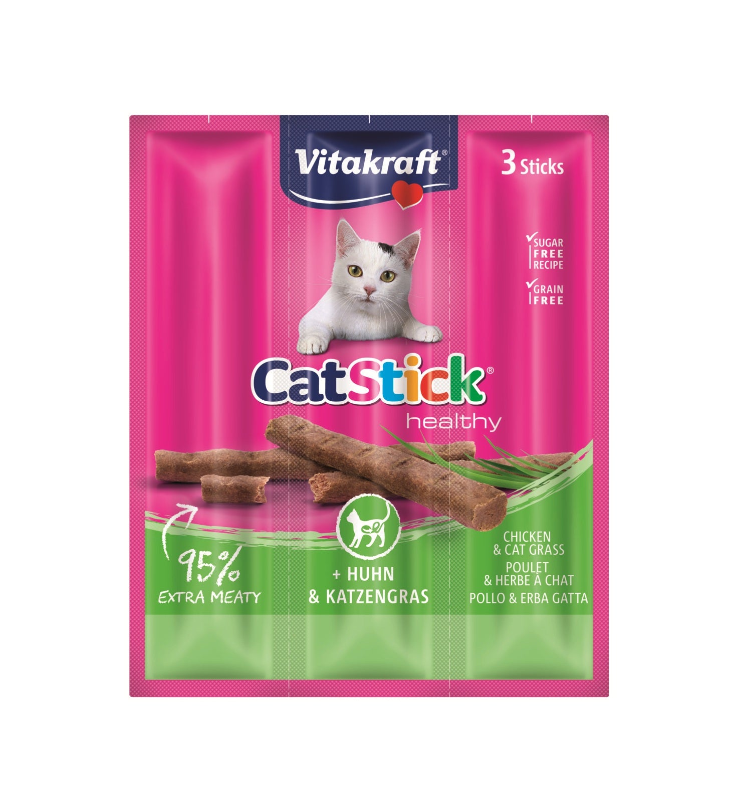 Vitakraft Cat Stick® Pollo y Cat Grass